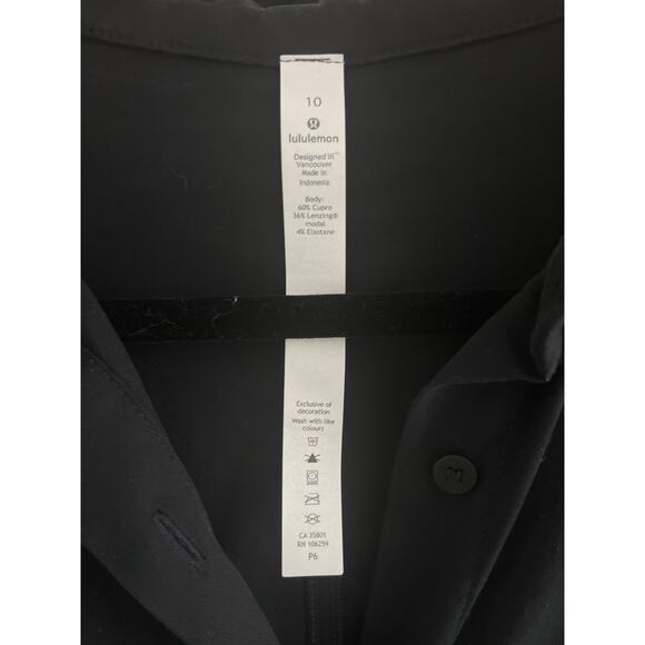 Lululemon Perfectly Poised Dress Button Front Oversized in Black Sz 10 - Picture 3 of 8